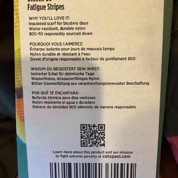 NWT Fuego Down Scarf Cotopaxi Fatigue Stripes 800-fill - Picture 3 of 3